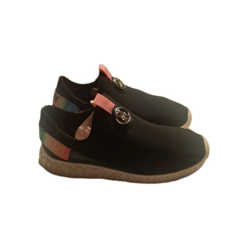 DKNY 933 Taylor Black Rainbow Slip On Girl's Sneaker Size 5